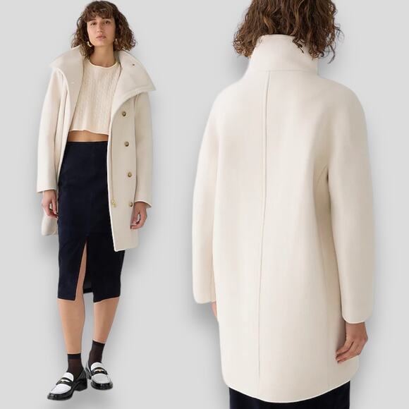 J CREW COAT 2 IVORY VILLA WOOL ITALIAN STADIUM CLOTH NELLO GORI PALE BONE CLASSY - Picture 2 of 16
